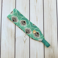 Handmade Buttoned Headbands - Flowering Teal