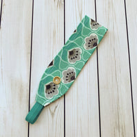 Handmade Buttoned Headbands - Flowering Teal