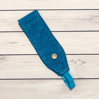 Handmade Buttoned Headbands - Teal Swiss Dots
