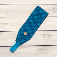 Handmade Buttoned Headbands - Teal Swiss Dots