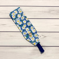 Handmade Buttoned Headbands - Blue Packed Daisy