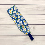Handmade Buttoned Headbands - Blue Packed Daisy