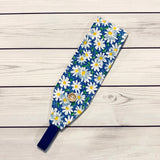 Handmade Buttoned Headbands - Blue Packed Daisy