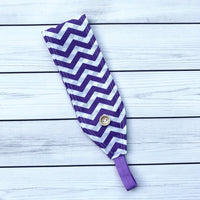 Handmade Buttoned Headbands - Purple Chevron