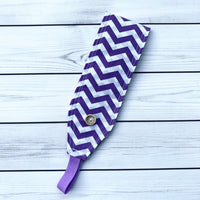 Handmade Buttoned Headbands - Purple Chevron