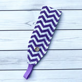 Handmade Buttoned Headbands - Purple Chevron