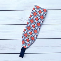 Handmade Buttoned Headbands - Coral Geometric