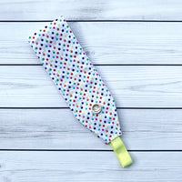 Handmade Buttoned Headbands - Rainbow Polka Dot