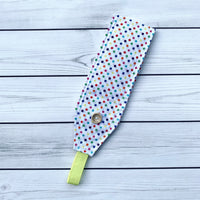 Handmade Buttoned Headbands - Rainbow Polka Dot