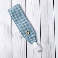 Handmade Buttoned Headbands - Light Blue Gingham