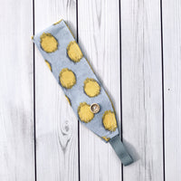 Handmade Buttoned Headbands - Ligth Gray with Yellow Dots