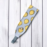 Handmade Buttoned Headbands - Ligth Gray with Yellow Dots