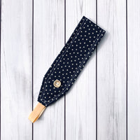 Handmade Buttoned Headbands - Navy Stars