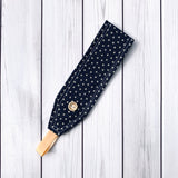 Handmade Buttoned Headbands - Navy Stars