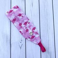 Handmade Buttoned Headbands - Pink Flamingos