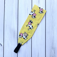 Handmade Buttoned Headbands - Smiling Cows
