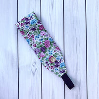 Handmade Buttoned Headbands - Purple & Turquoise Floral