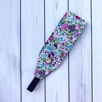 Handmade Buttoned Headbands - Purple & Turquoise Floral