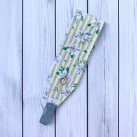 Handmade Buttoned Headbands - Daisy Striped