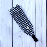 Handmade Buttoned Headbands - Black Gingham