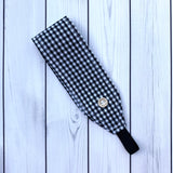 Handmade Buttoned Headbands - Black Gingham