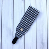 Handmade Buttoned Headbands - Black Gingham