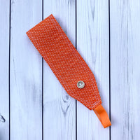 Handmade Buttoned Headbands - Orange Swiss Dots