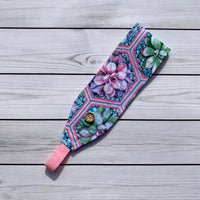 Handmade Buttoned Headbands - Hexagon Succulents