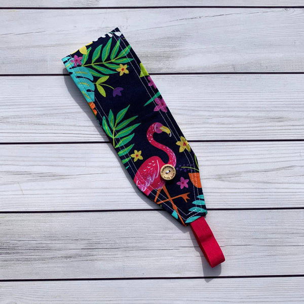 Handmade Buttoned Headbands - Tropical Flamingo
