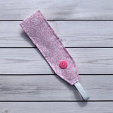 Handmade Buttoned Headbands - Pink Subtle Floral