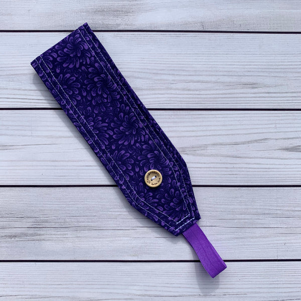 Handmade Buttoned Headbands - Purple Packed Petals