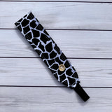 Handmade Buttoned Headbands - Black & White Giraffe