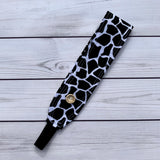 Handmade Buttoned Headbands - Black & White Giraffe