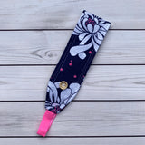 Handmade Buttoned Headbands - Navy & White Floral