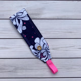 Handmade Buttoned Headbands - Navy & White Floral