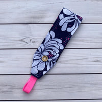 Handmade Buttoned Headbands - Navy & White Floral