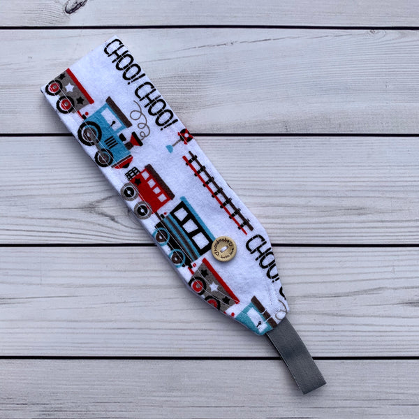 Handmade Buttoned Headbands - Choo Choo Train