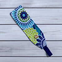 Handmade Buttoned Headbands - Blue Floral