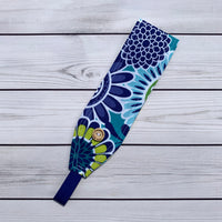 Handmade Buttoned Headbands - Blue Floral