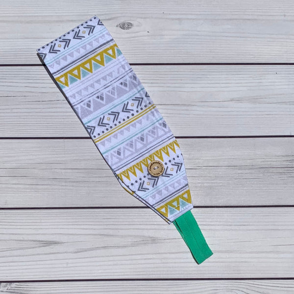 Handmade Buttoned Headbands - Yellow Tribal