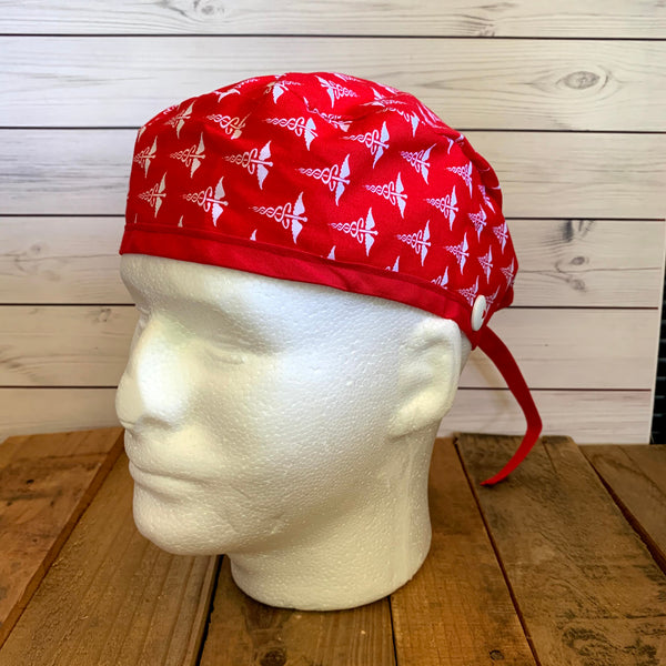 Handmade Buttoned Scrub Caps - RN Red