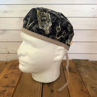 Handmade Buttoned Scrub Caps - Barber Shop