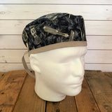 Handmade Buttoned Scrub Caps - Barber Shop