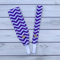Handmade Buttoned Headbands - Purple Chevron
