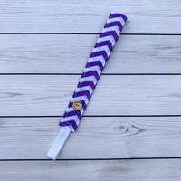 Handmade Buttoned Headbands - Purple Chevron