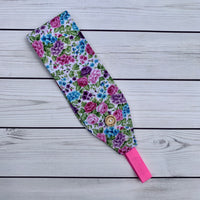Handmade Buttoned Headbands - Purple & Turquoise Floral