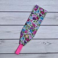 Handmade Buttoned Headbands - Purple & Turquoise Floral