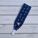 Handmade Buttoned Headbands - Blue Arrows