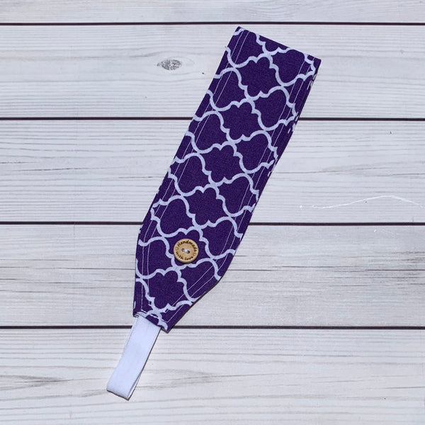 Handmade Buttoned Headbands - Purple Genie