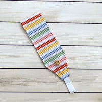 Handmade Buttoned Headbands - Multi Gingham Stripes